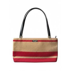 Vintage Y2K Kate Spade Canvas Red StripeBaguette‎ Shoulder Bag